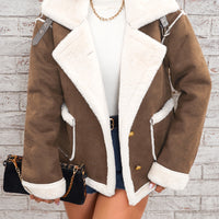 Soft Pink & White Lapel Jacket - Winter Coat