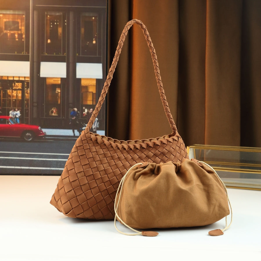 Mindia Houndstooth Woven Shoulder Bag