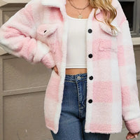 Plush Plaid Winter Coat - High Stretch