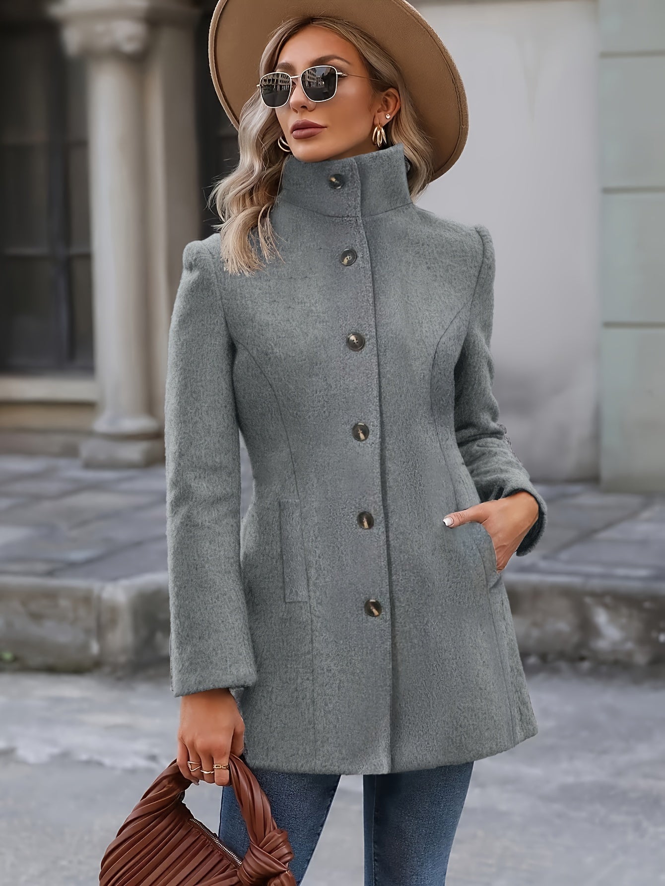Women's Elegant Gray Fleece Jacket