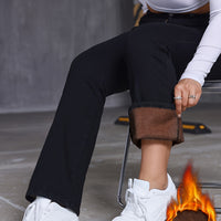 High-Waisted Fleece-Lined - Stretchy Warm