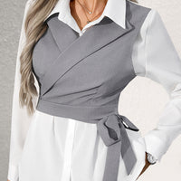 Solid Lapel Collar Pants Suit Set