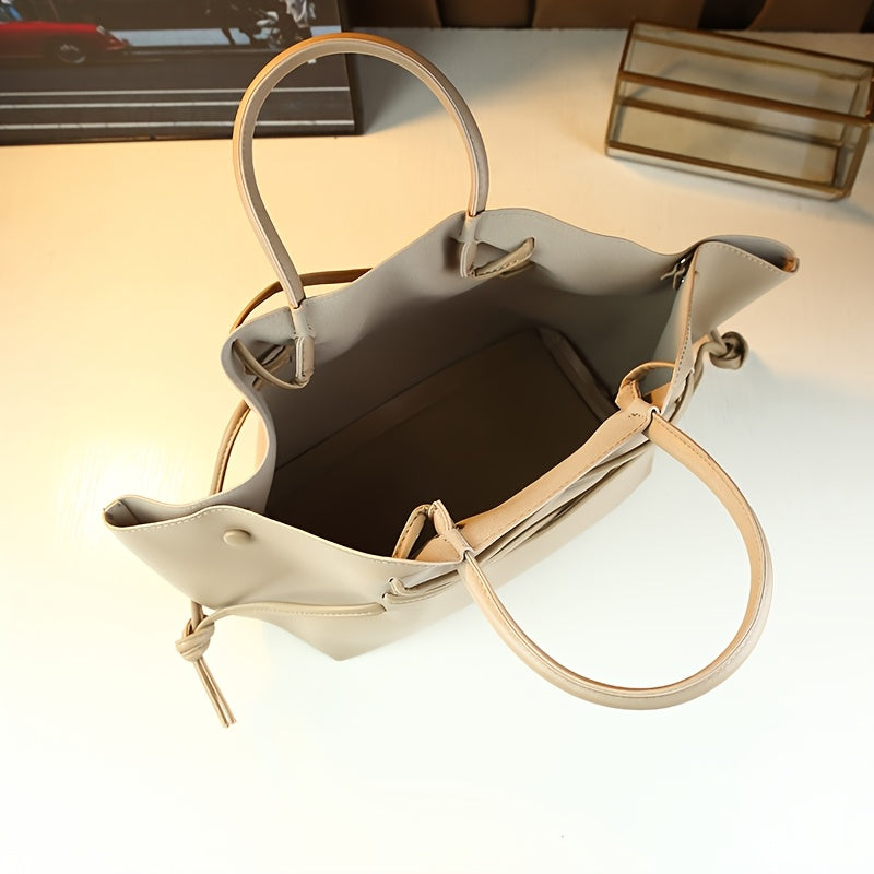 Large Drawstring Tote Bag | Elegant Shoulder & Crossbody