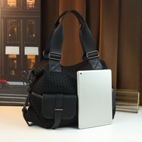 Thoughtia Sporty Black Nylon Tote Bag