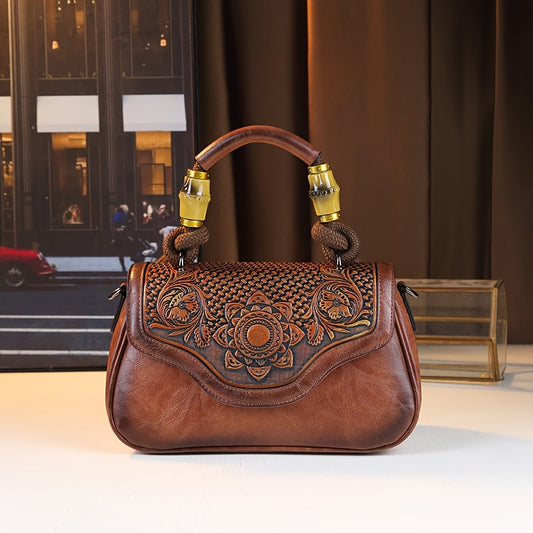 Vintage Red Floral Embossed | Sunflower Motif