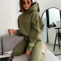 Women's Autumn/Winter New Solid Color Hoodie Set