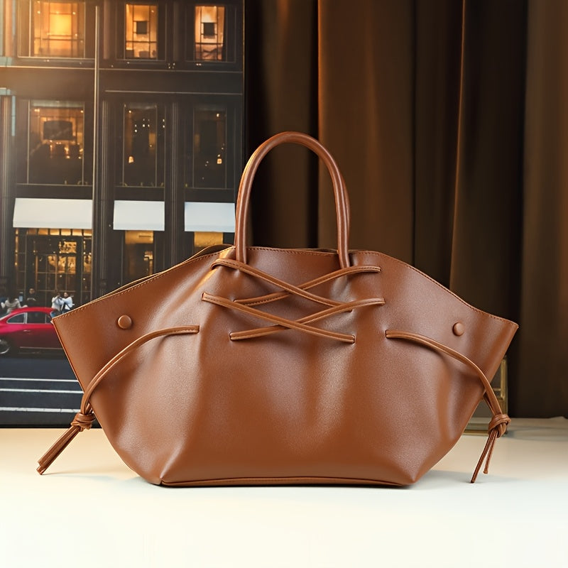 Large Drawstring Tote Bag | Elegant Shoulder & Crossbody