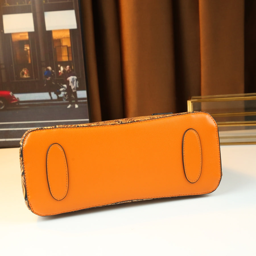 Retro Embossed Floral Handbag in Deep Purple