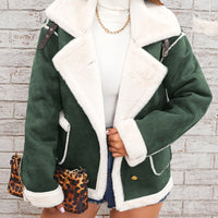 Soft Pink & White Lapel Jacket - Winter Coat