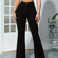 Women's High-Waisted Black Stretchy Flare Jeans