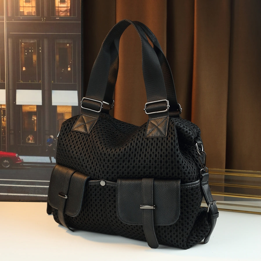 Thoughtia Sporty Black Nylon Tote Bag