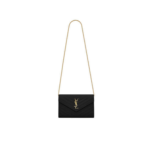 Classic cassandre chain wallet in grain de poudre leather