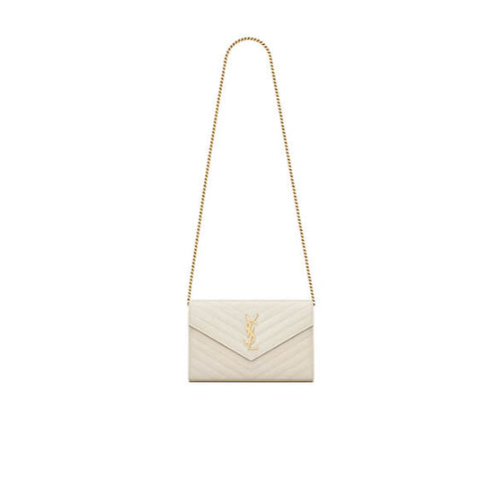 Classic cassandre chain wallet in grain de poudre leather