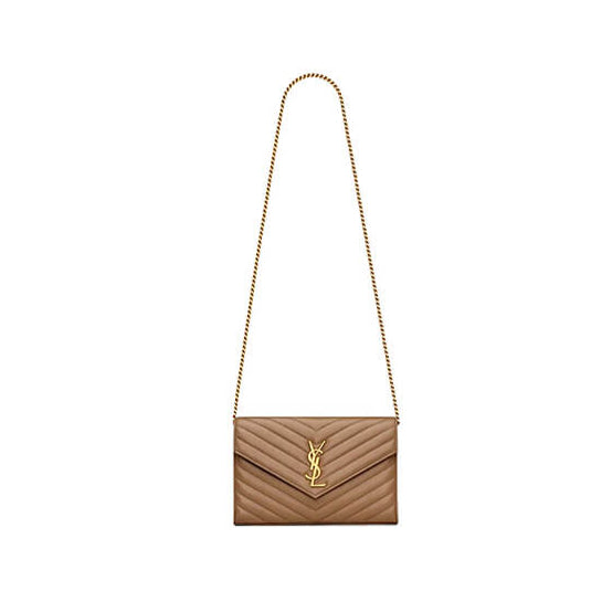 Classic cassandre chain wallet in grain de poudre leather