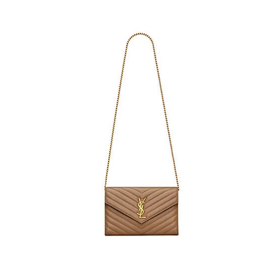 Classic cassandre chain wallet in grain de poudre leather