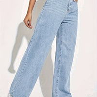 CPUY Mid-Waist Straight Leg Jeans - Cotton Blend Slight Stretch Denim