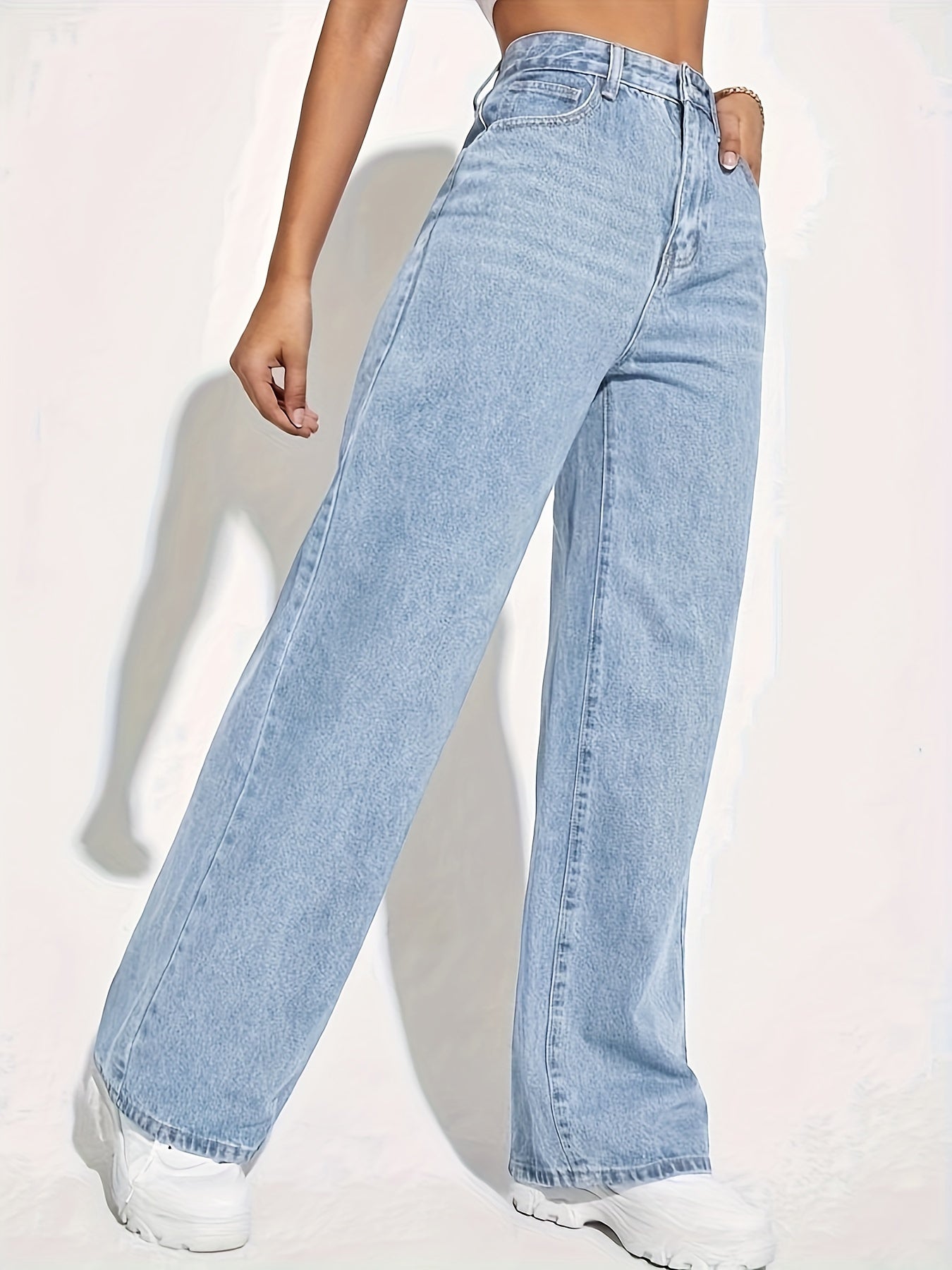 CPUY Mid-Waist Straight Leg Jeans - Cotton Blend Slight Stretch Denim