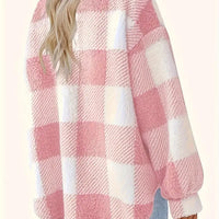 Plush Plaid Winter Coat - High Stretch