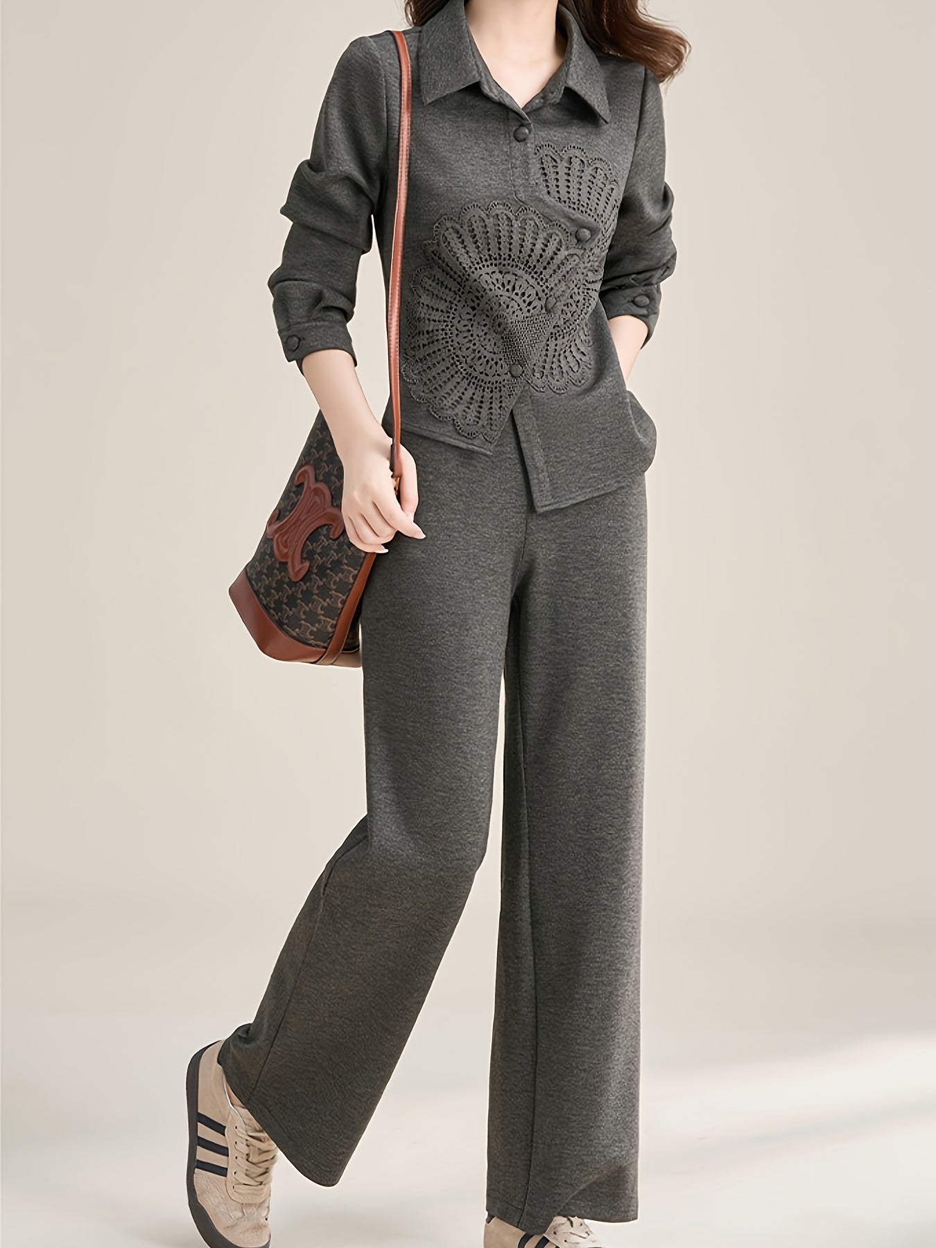 Warm Elegant Straight-Leg Pants Two-Piece Set