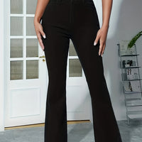 Women's High-Waisted Black Stretchy Flare Jeans