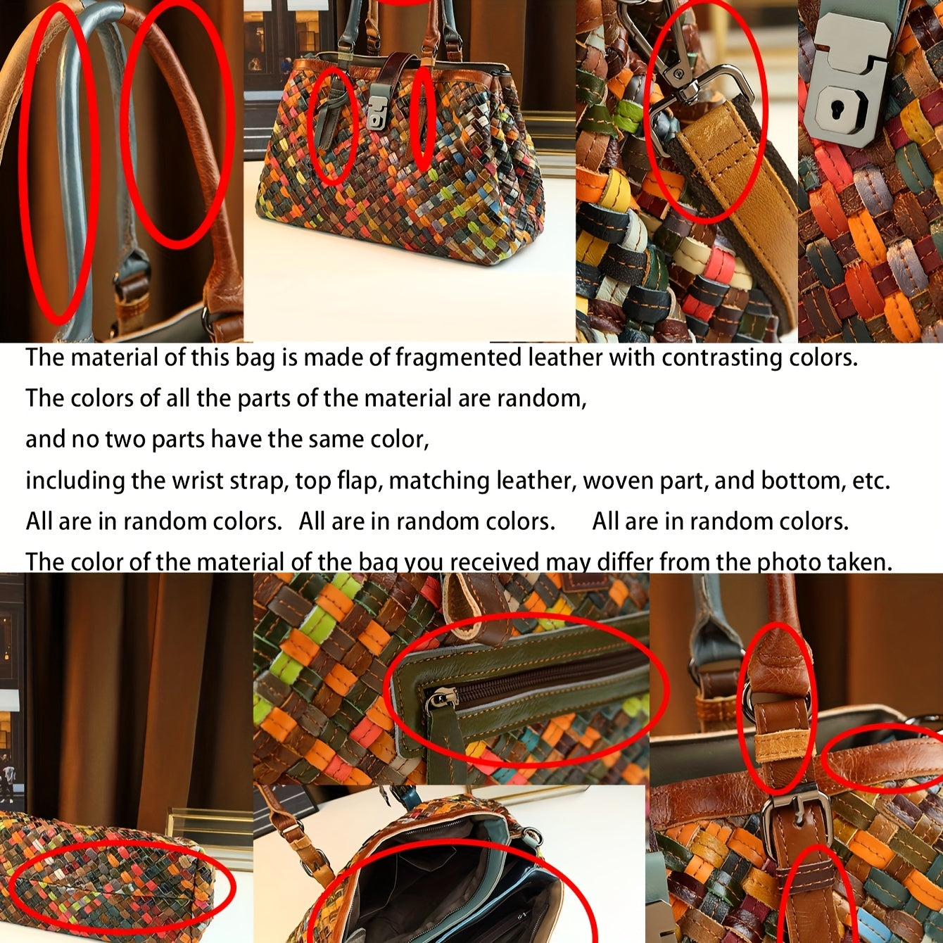 Leather Handbag - Versatile Plaid Tote