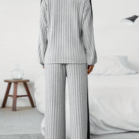 High Neck Knit Set - Casual Winter Two-Piece with High Elasticity