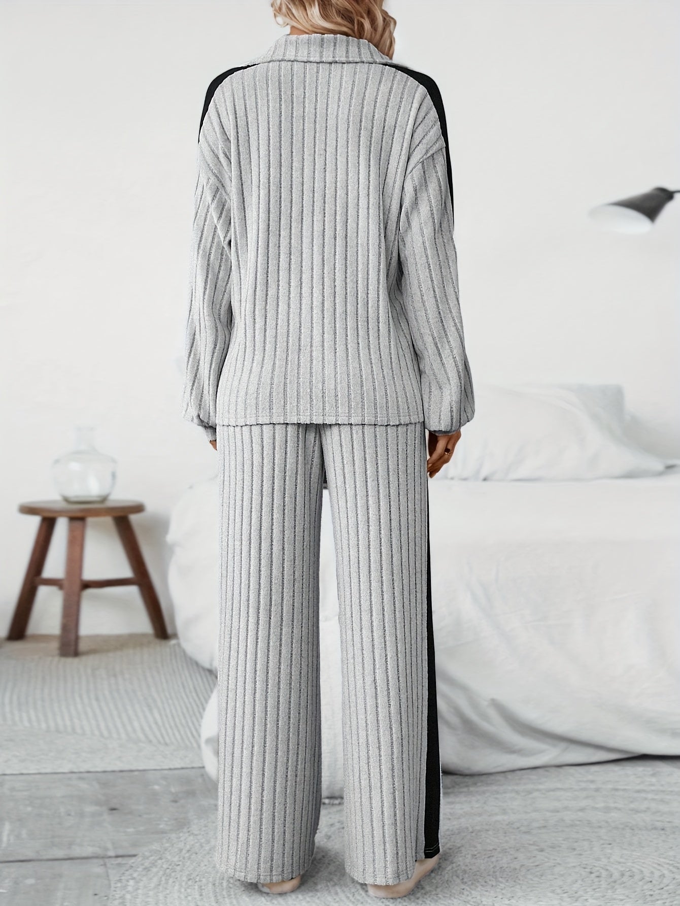 High Neck Knit Set - Casual Winter Two-Piece with High Elasticity