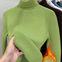 Thick Fluffy Slim High Neck Sweater