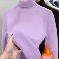 Thick Fluffy Slim High Neck Sweater