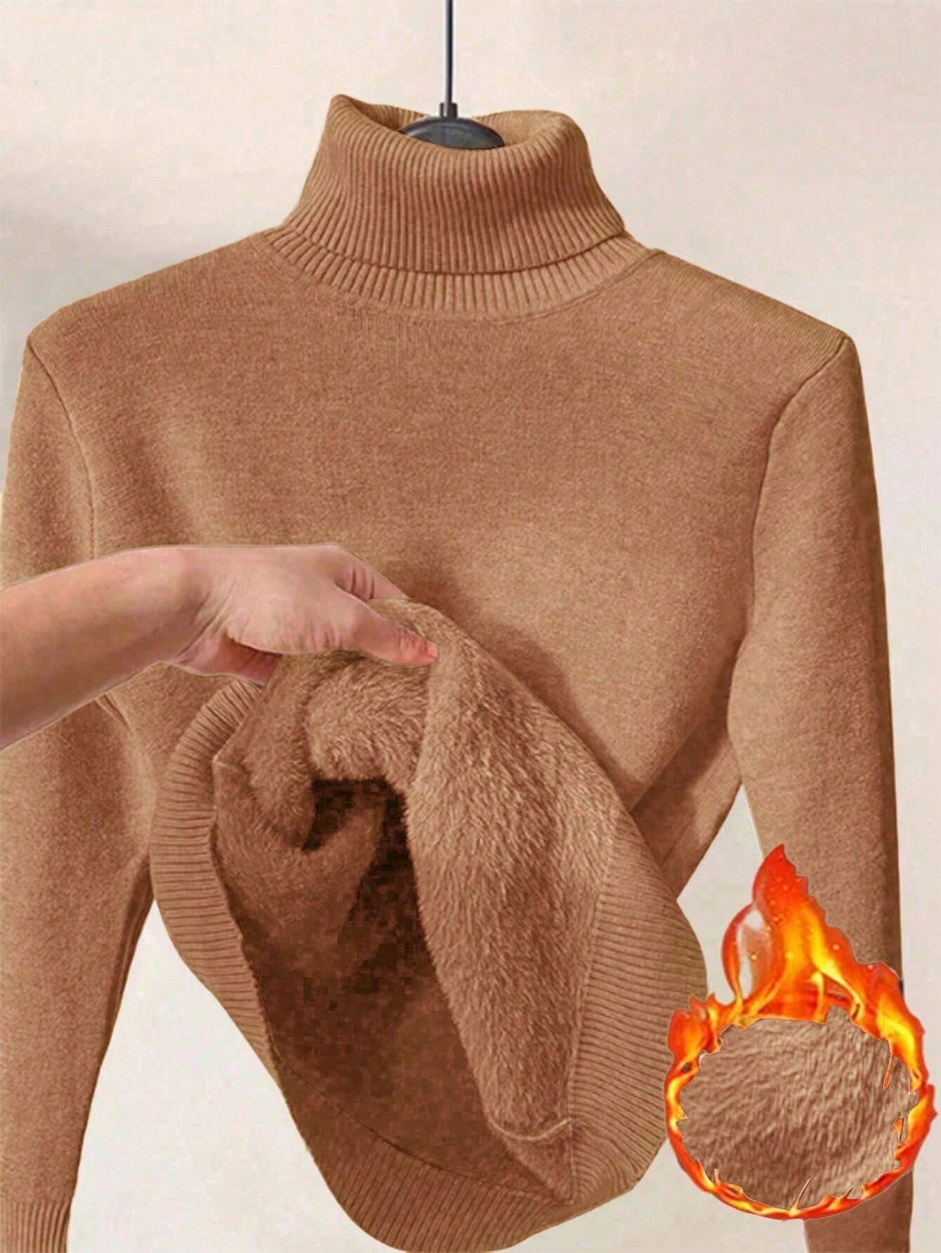 Thick Fluffy Slim High Neck Sweater