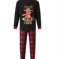 Elk Print & Red Plaid Family Matching Long Sleeve Pajama Set