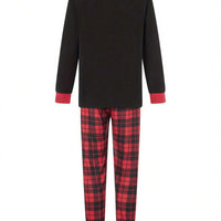 Elk Print & Red Plaid Family Matching Long Sleeve Pajama Set