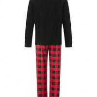 Christmas Tree Plaid Black & Red Family Matching Pajama Set