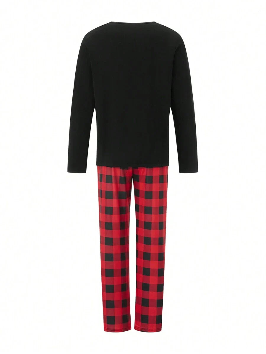 Christmas Tree Plaid Black & Red Family Matching Pajama Set