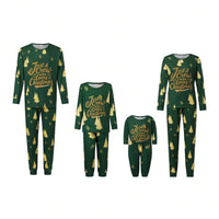 Gold Christmas Tree Print Family Pajamas (Green)