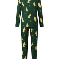 Gold Christmas Tree Print Family Pajamas (Green)