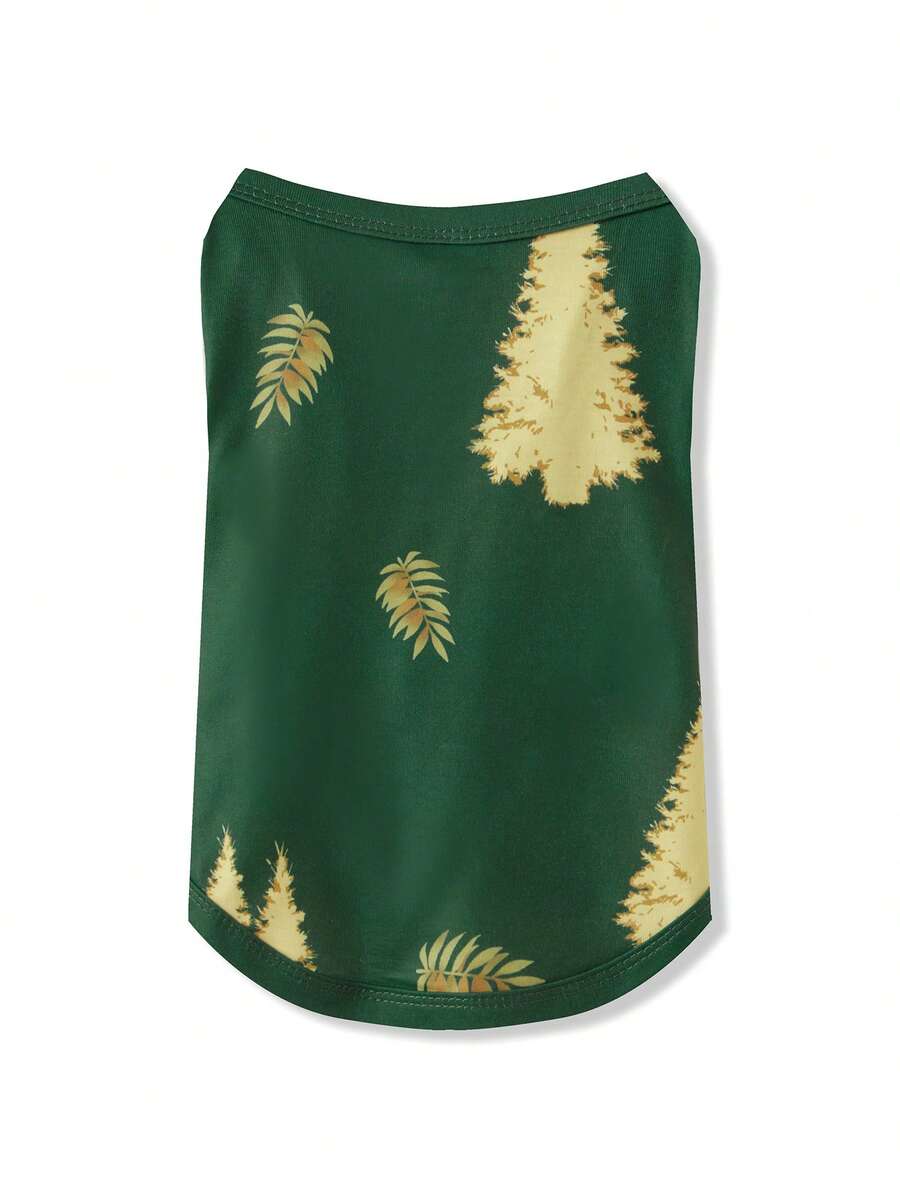 Gold Christmas Tree Print Family Pajamas (Green)