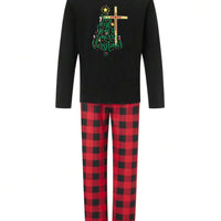 Christmas Tree Plaid Black & Red Family Matching Pajama Set