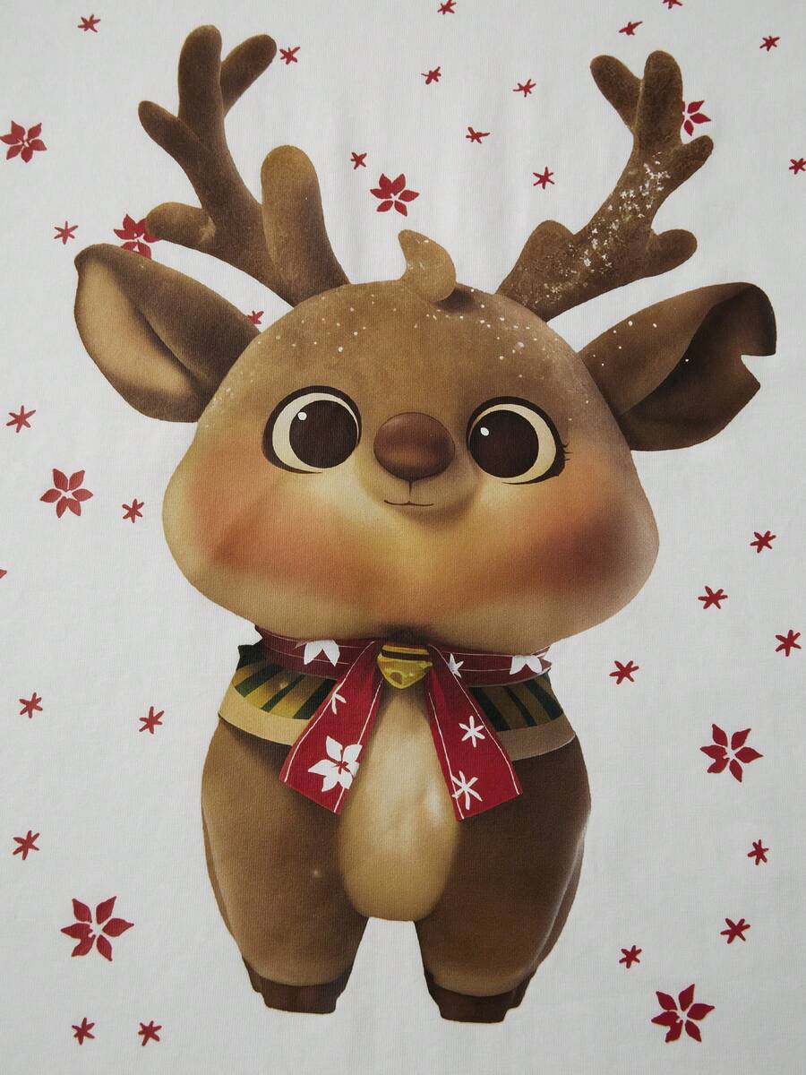 White Elk Graphic & Brown Plaid Family Matching Pajama Set