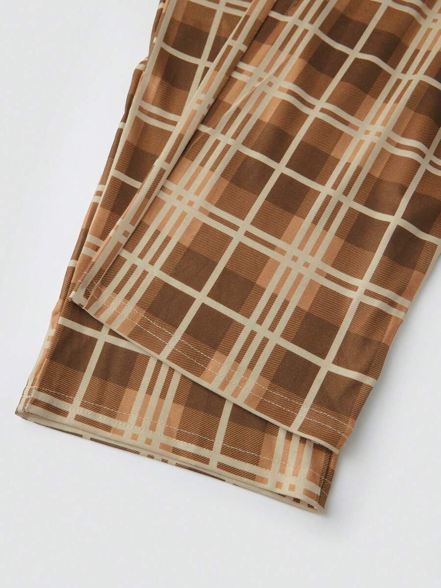 White Elk Graphic & Brown Plaid Family Matching Pajama Set