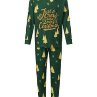Gold Christmas Tree Print Family Pajamas (Green)