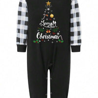 Black "Merry Christmas" Tree Graphic Family Matching Pajama Set