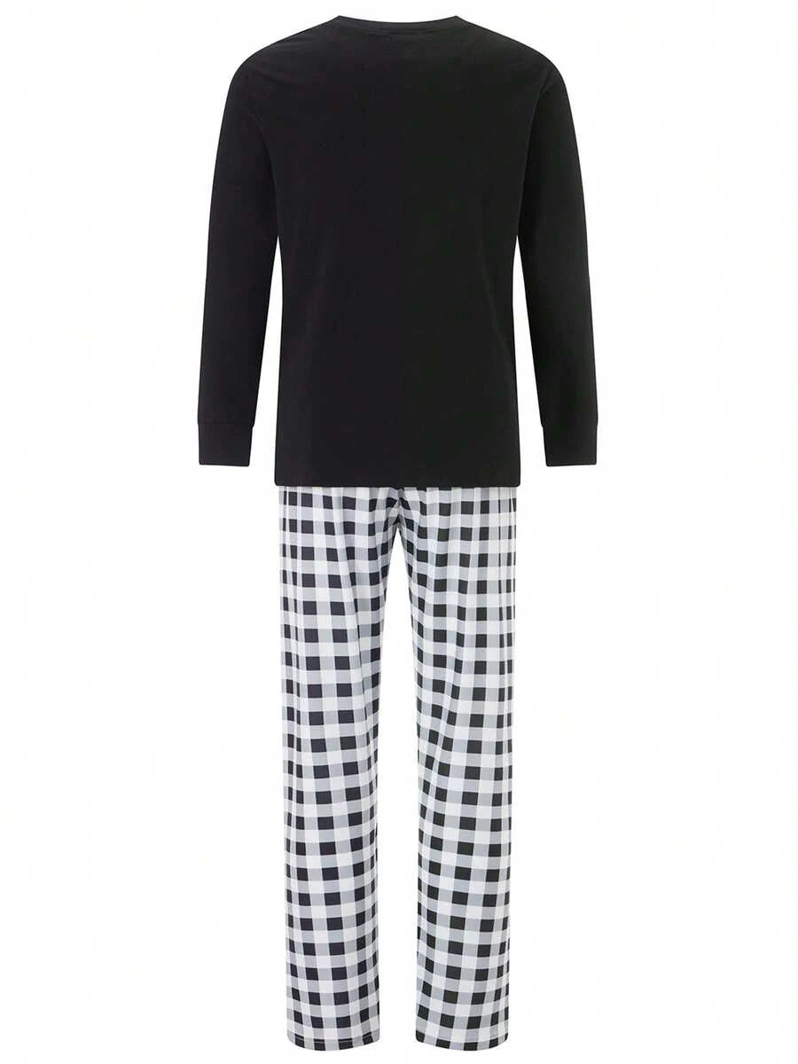 Black "Merry Christmas" Tree Graphic Family Matching Pajama Set