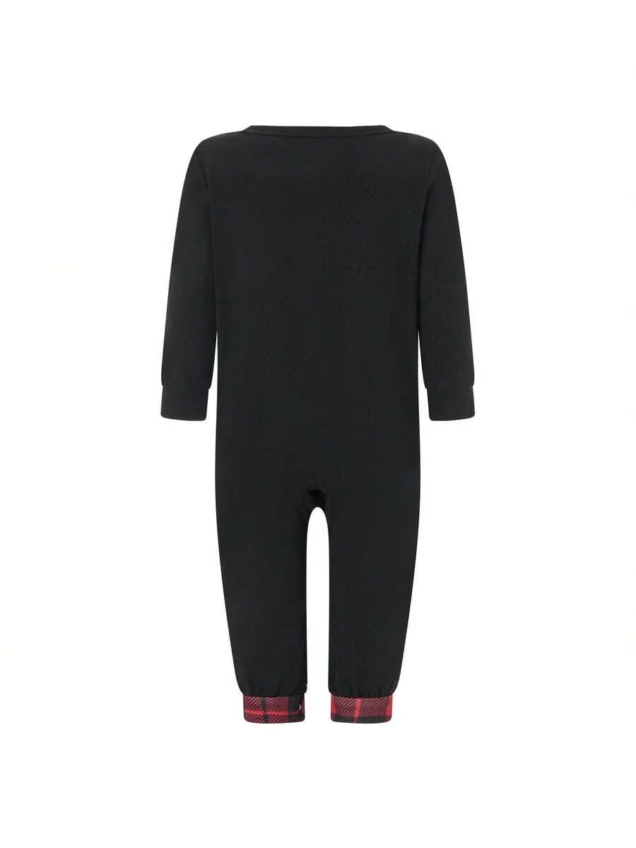 Elk Print & Red Plaid Family Matching Long Sleeve Pajama Set