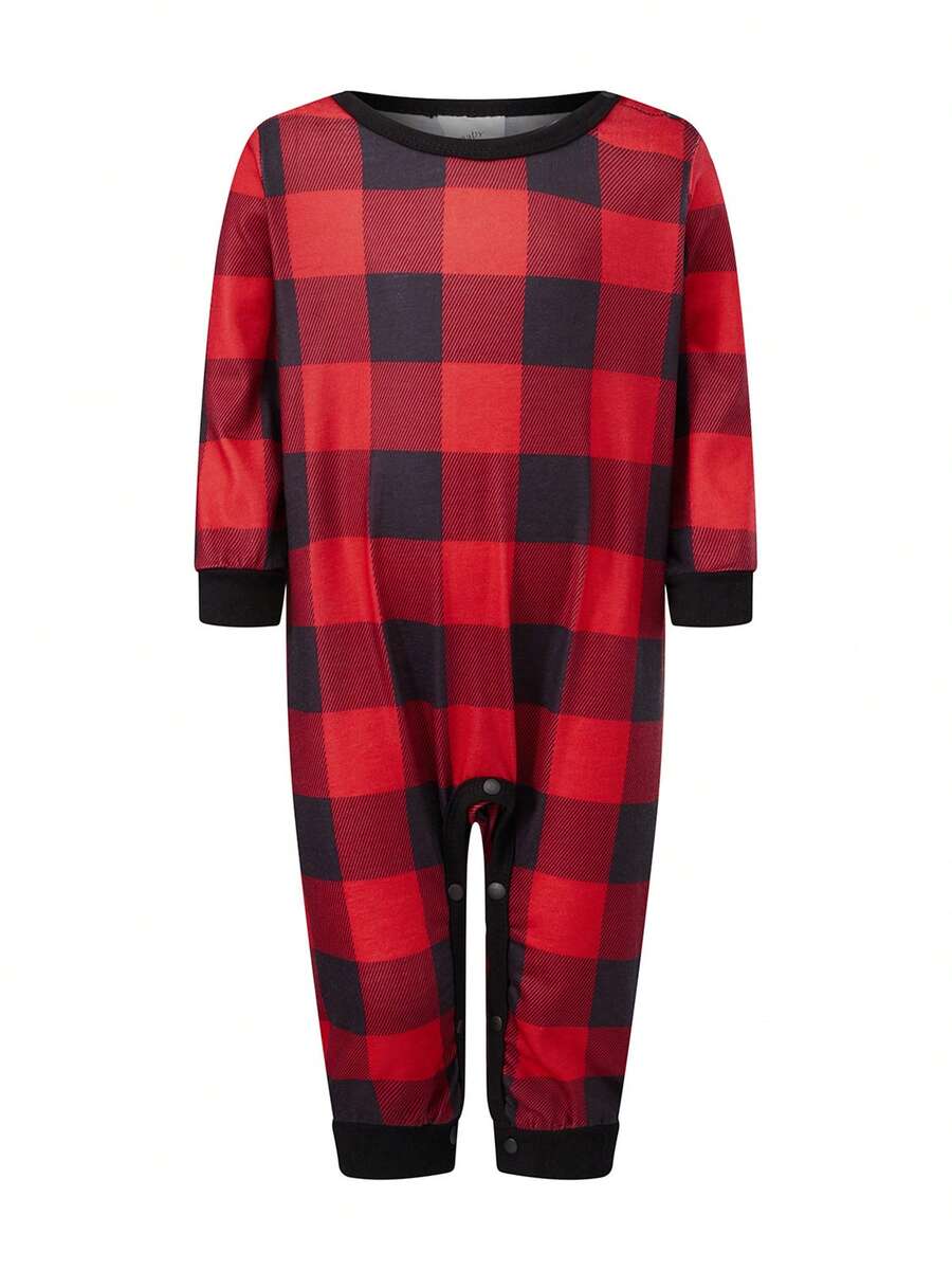 Christmas Tree Plaid Black & Red Family Matching Pajama Set