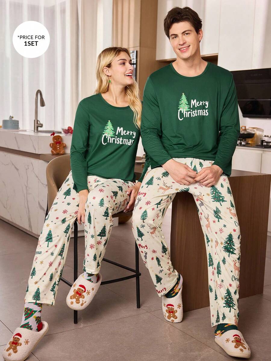 Matching Christmas Couple Long Sleeve Pajamas
