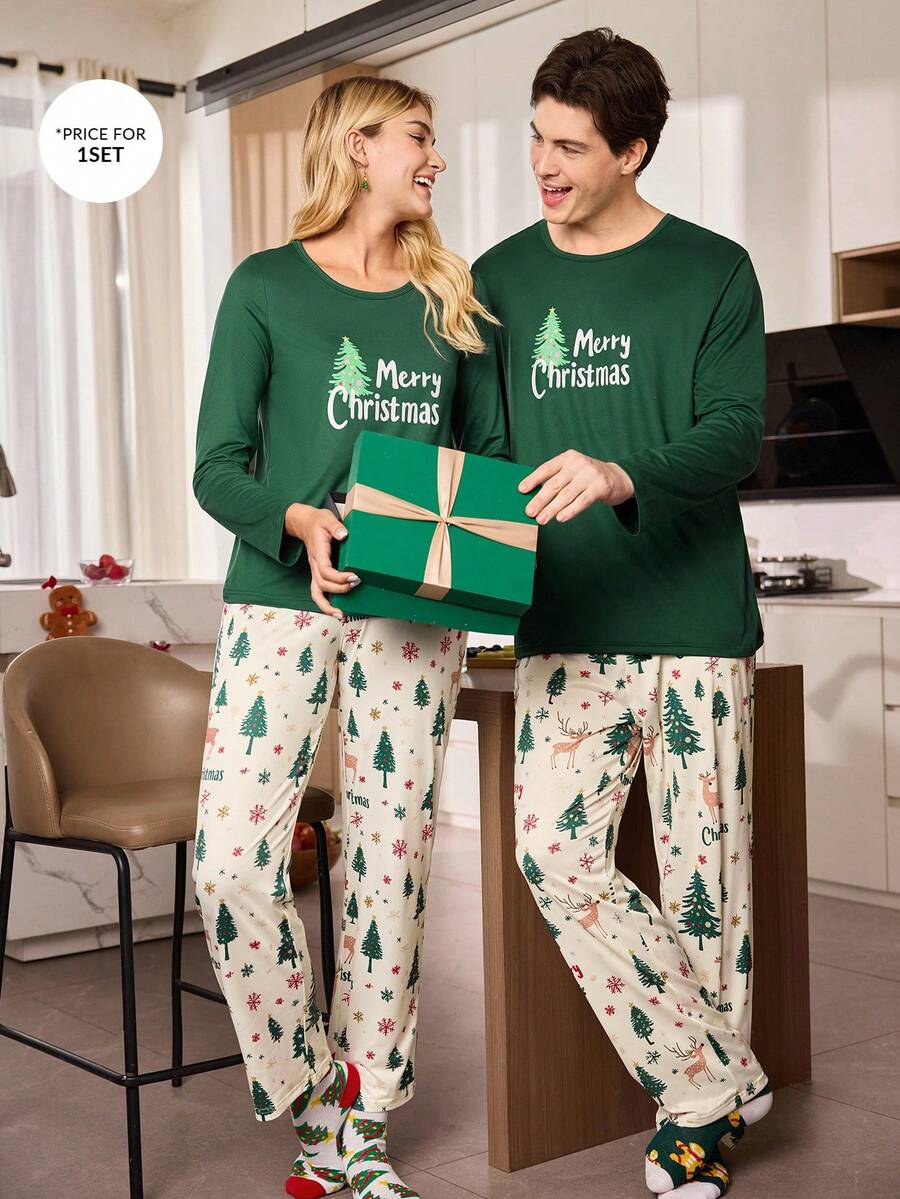 Matching Christmas Couple Long Sleeve Pajamas