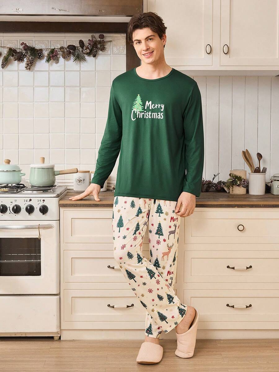 Matching Christmas Couple Long Sleeve Pajamas