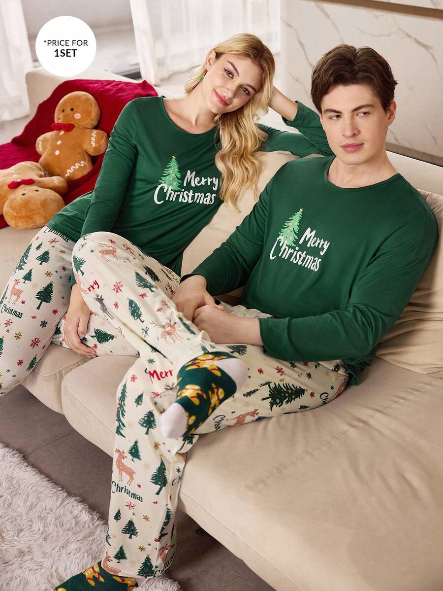 Matching Christmas Couple Long Sleeve Pajamas