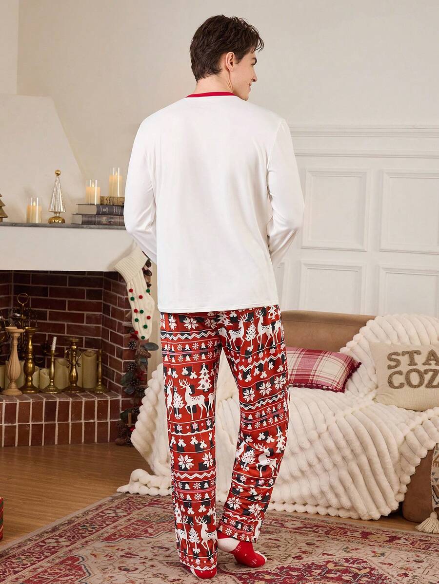Nordic Reindeer Print Christmas Pajama Set for Couples
